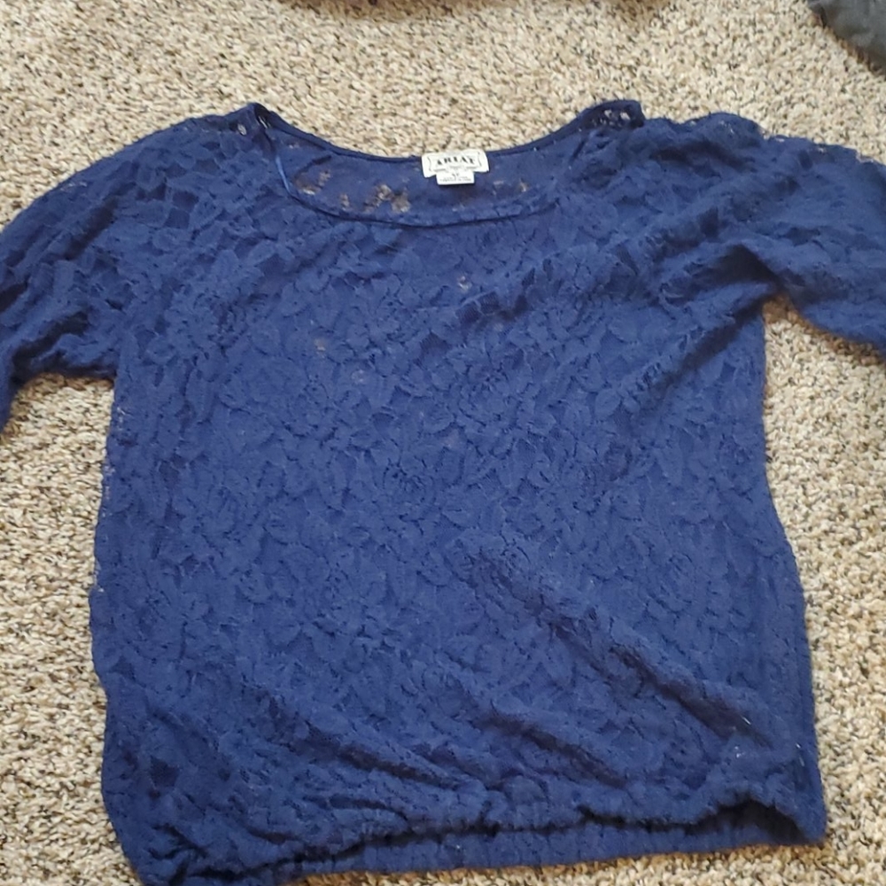 Navy Lace long sleeve top